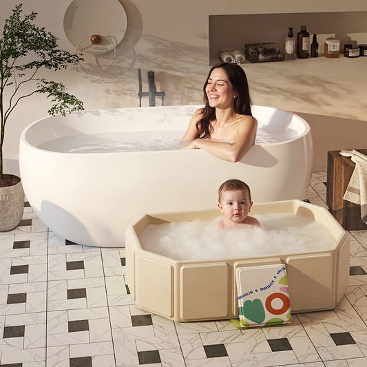 Foldable Baby Bathtub Portable Newborn Infant Tub with Drain Hole, Anti-Slip Base & Durable Multi-Functional Design for Home Travel Use, Ideal Baby Shower Gift