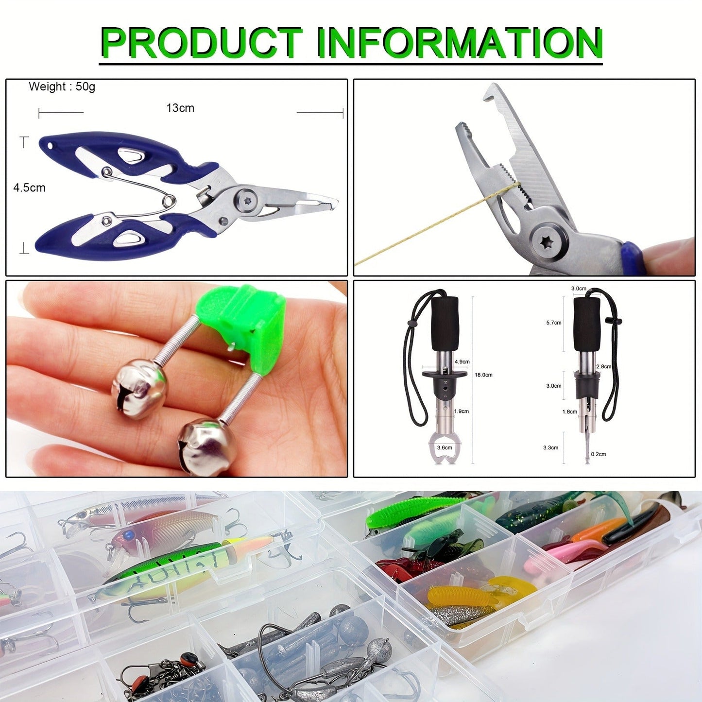 Fishing Lure Set 346-Piece Mixed Tackle Assortment with Hard Baits, Soft Baits, Hooks, Weights and Tiered Storage Box