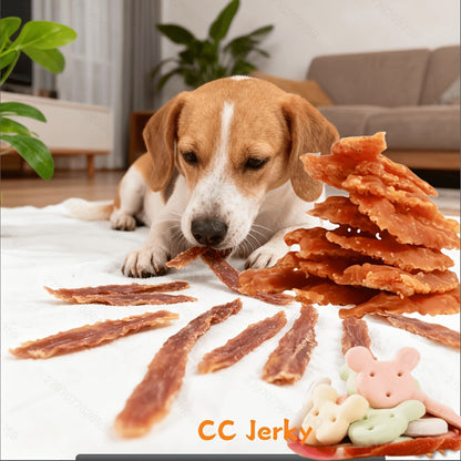 Dog Jerky Treats Chicken & Duck - High Protein Low Fat Natural Training Reward Snacks for Small Medium Large Dogs Easily Digestible