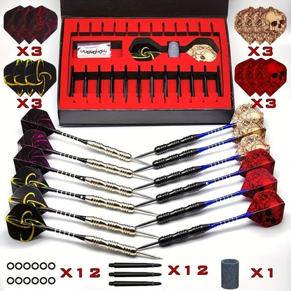 Professional Darts Set with Iron Tips, PET Shafts & Gift Box – Complete Dart Set for Training & Competition – Great Christmas & Holiday Gift for Friends & Family