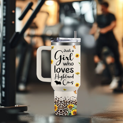 Insulated Tumbler 40oz Cow Print 304 Stainless Steel with Handle, Lid and Double-Wall Vacuum Design