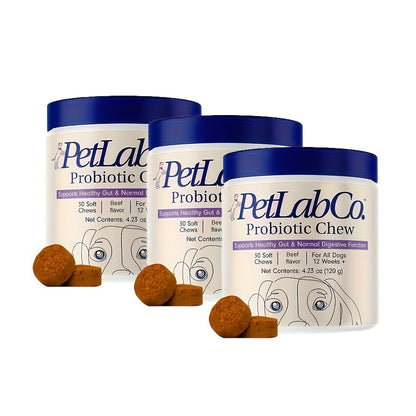 Dog Probiotic Chewable Supplement, 30-Count 4.23-Ounce Container with One- or Three-Piece Packs
