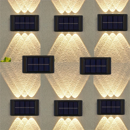 Eight-Pack Solar Wall Lights with Six LEDs Each, Up-and-Down Beams and Warm or White Light Options
