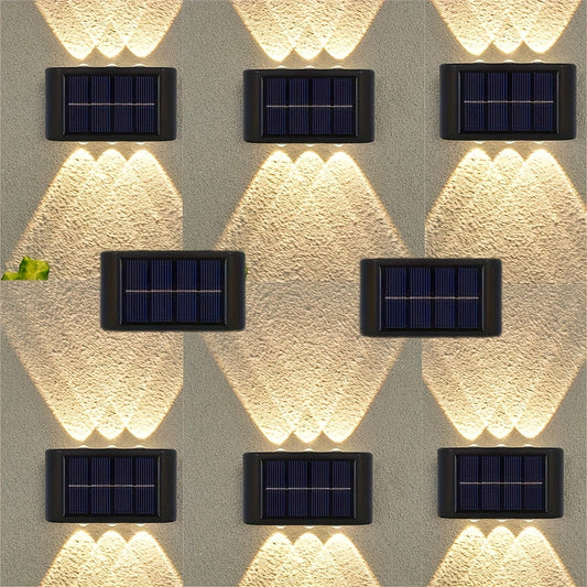 Solar Wall Light Outdoor 8 Pack 6 LED Deck Fence Garden Lamp Waterproof Auto Dusk to Dawn Courtyard Pathway Garage Yard Decoration