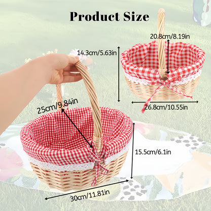 Picnic Basket Wicker | Retro Handheld Basket Camping Photo Gift Party