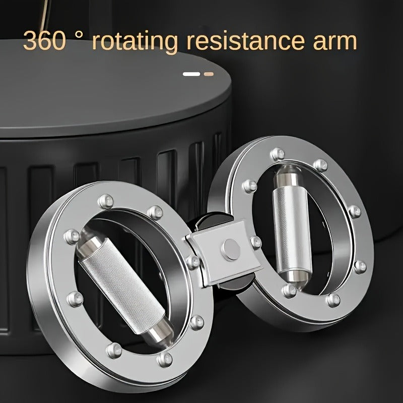 Fitness Equipment Rotating Wrist and Forearm Trainer with Dual Metal Grip Rings and 360-Degree Resistance Arm