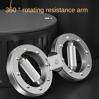 Fitness Equipment Rotating Wrist and Forearm Trainer with Dual Metal Grip Rings and 360-Degree Resistance Arm