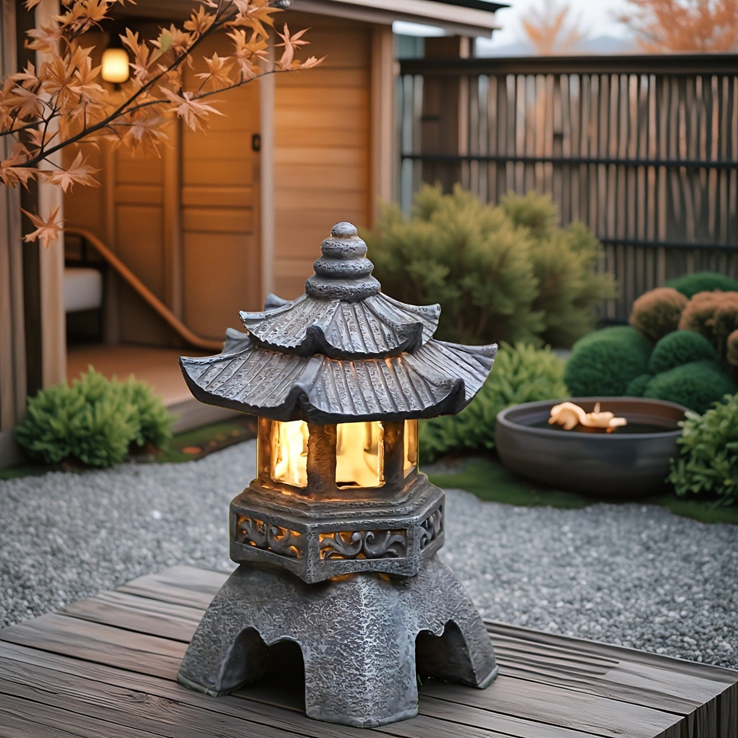Solar Pyramid Light Sculpture – Outdoor Zen Garden Decor