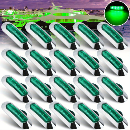 Marine LED Navigation Lights Set of 20 – Stern Circular Deck & Onboard Boat Lights for Yachts & Boats | Low Frequency, No Battery Required, Multi-Color Options