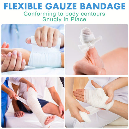 Stretch Gauze Bandage Roll 48 Count Individually Wrapped - 4 Inch x 4 Yards Latex Free Conforming Gauze Wrap for First Aid, Wrist, Knee, Wound Care, Hemostasis & Outdoor Emergency Medical Supplies