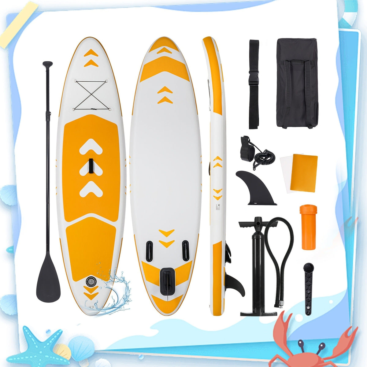 120 x 30 x 6-Inch Inflatable Stand-Up Paddle Board with Two-Plus-One Fin Setup and Six Design Options
