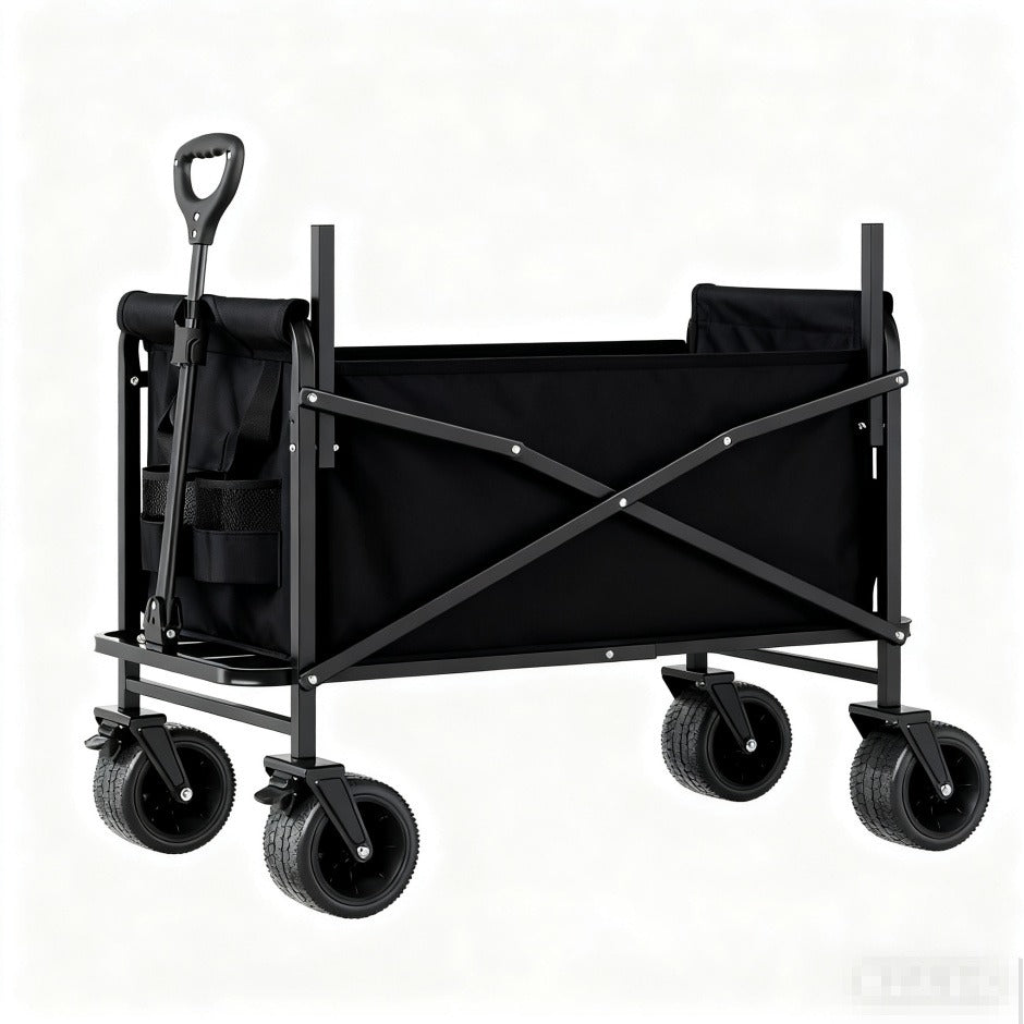 Foldable Utility Wagon Cart 550 lbs – Heavy Duty Collapsible Outdoor Cart with Bench Seat & All-Terrain Wheels