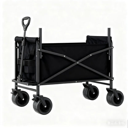 Foldable Utility Wagon Cart 550 lbs – Heavy Duty Collapsible Outdoor Cart with Bench Seat & All-Terrain Wheels