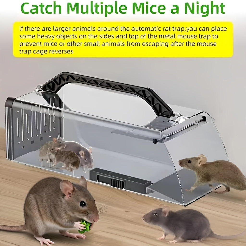 Humane Mouse Trap Live Catch - Fully Automatic Transparent Continuous Capture No-Kill Rodent Trap for Indoor Home, Kitchen, Garage & Outdoor Use