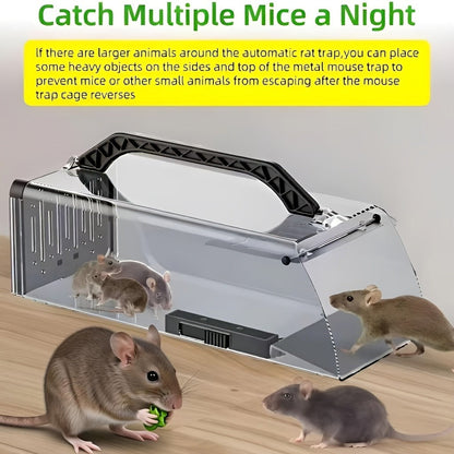 Humane Mouse Trap Live Catch - Fully Automatic Transparent Continuous Capture No-Kill Rodent Trap for Indoor Home, Kitchen, Garage & Outdoor Use