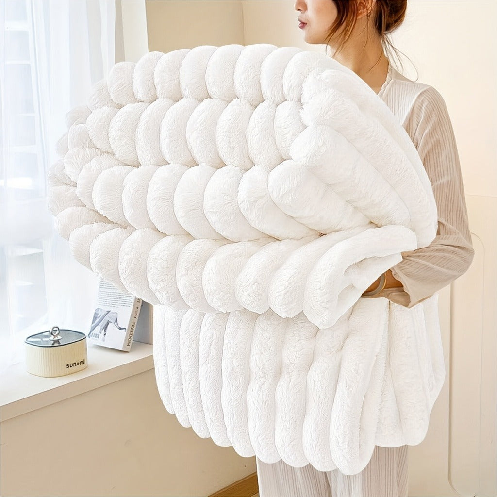 Channel-Textured Throw Blanket in Seven Colors and Four Displayed Size Options from 50 x 60 to 108 x 90 Inches