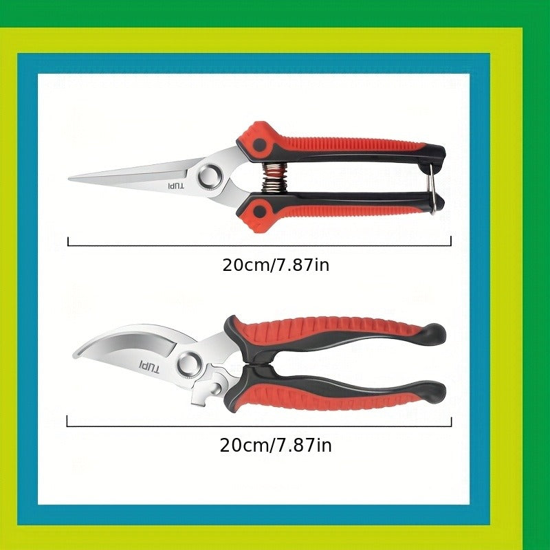 Bypass Pruning Shears 2-Pack - Ambidextrous High-Carbon Steel Fruit Scissors for Left & Right Hand, Garden Trimming Shears, Bonsai & Pot Beautification Cutter