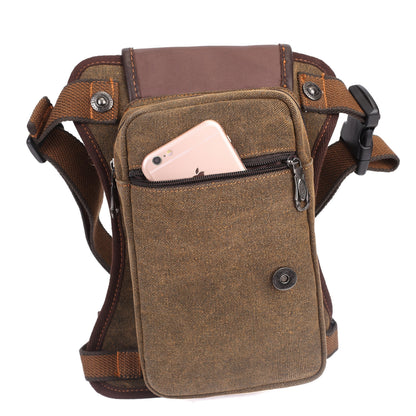 Sling Bag Vintage Brown Canvas Design with Adjustable Strap for Chest, Waist, Shoulder or Leg Carry