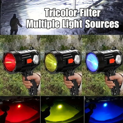 Flashlight Solar and USB Rechargeable Handheld Searchlight with Side Lights in 1, 2 or 4 Packs