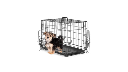 Folding Wire Dog Crate in 24, 30 or 36 Inches with Divider, Removable Tray and Door Options