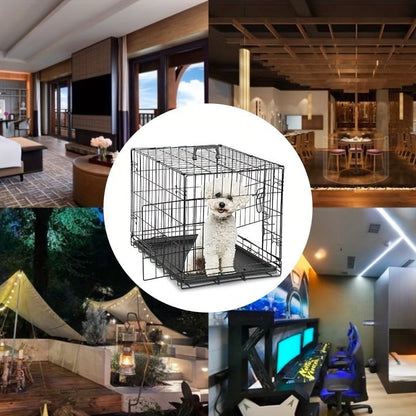 Folding Wire Dog Crate with Divider, Pull-Out Tray, Two Doors and Five Sizes from 24.41 to 48.4 Inches