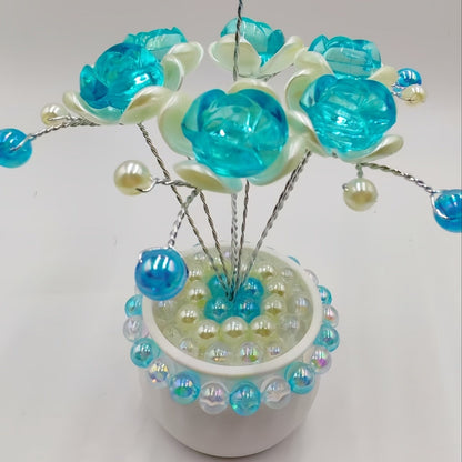 Crystal-Style Flower Decorations for Car Console or Home Display in Six Piece-Count and Color Styles