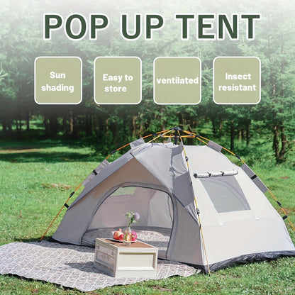 Camping Tent Pop-Up with Dual Doors, Optional Mesh Windows and 1-3 or 3-4 Person Source Options