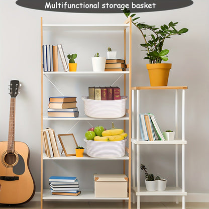 Woven Gift Basket with Handles Cotton Rope Storage Basket for Shelves Room Decor Cat Dog Toys Organizer Bin 2/4 Pack