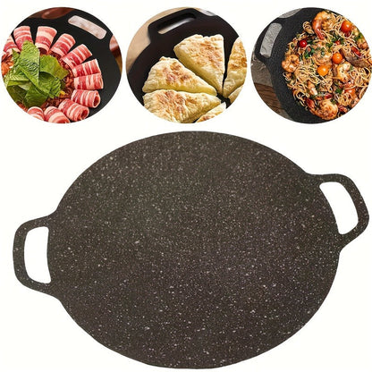 Korean BBQ Grill Pan Cast Iron 3-Piece Set – Non-Stick Portable Fry Pan for Indoor & Outdoor Use | Even Heat, Induction & Gas Compatible | 14.17", 13" & 11.81" for Steak, Pancakes & Camping