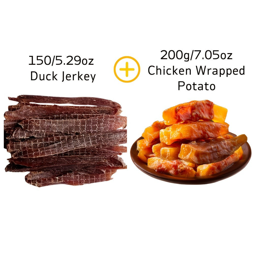 Dog Treats Chicken and Duck Jerky Dual Packs with Six 200g Plus 200g Flavor Combinations for Dog Reward Use