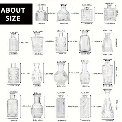 Clear Glass Bud Vase Assortment in 12-, 18-, 30-, 54- or 64-Piece Sets for Wedding and Table Displays