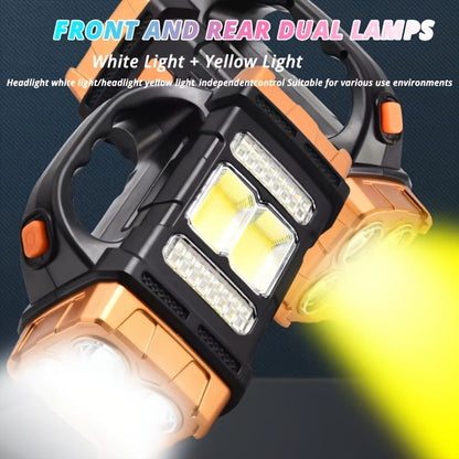Flashlight Solar and USB-C Rechargeable 2-Pack with Four Front LEDs, Side COB Light and USB Output