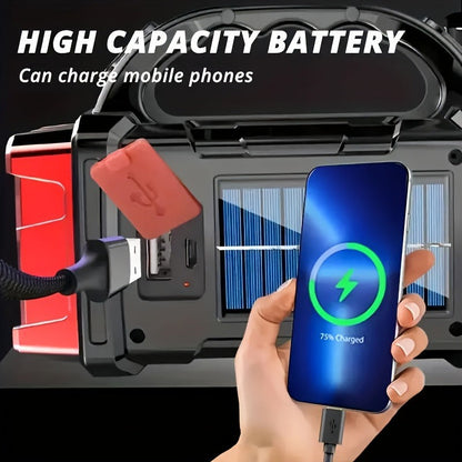 Flashlight 2000-Lumen Solar and USB-C Rechargeable Carrying Light with Power Bank and Four Modes