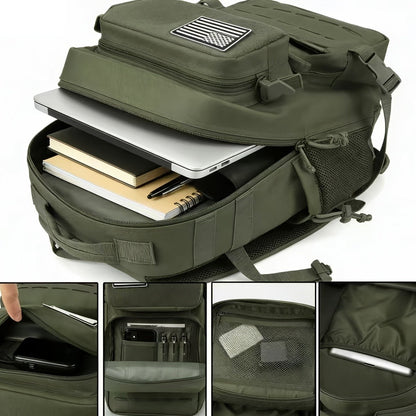 Tactical Laptop Backpack 25L MOLLE Unisex – Office & Hiking Daypack with Dual Cup Holders for Men & Women, 3-Day Bug Out Bag, Trekking & Laptop Organizer, 9 Colors: Black, Green, Pink & More