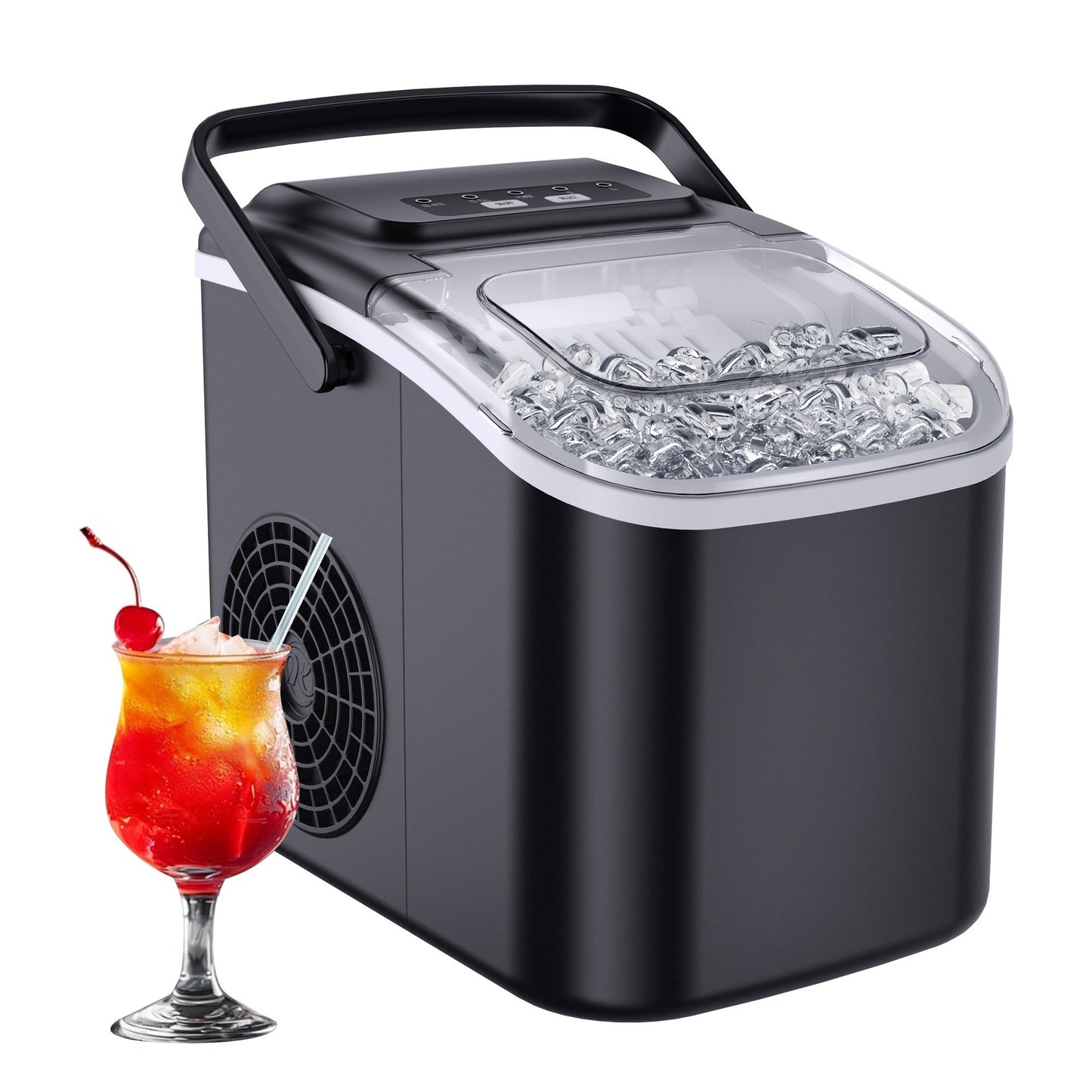 Countertop Bullet Ice Maker with 26-29 lb Daily Labels, 8 Cubes per 6 Minutes and Three Colors