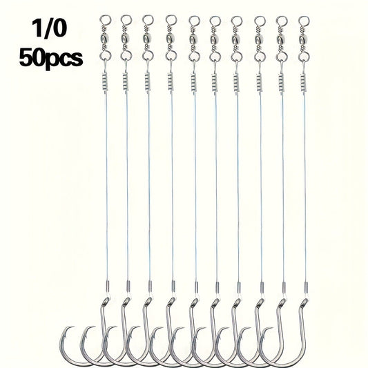 Circle Hooks 50pcs – Octopus Offset Steel Fishing Hooks for Catfish, Bass, Saltwater & Freshwater, Size 1/0 to 7/0