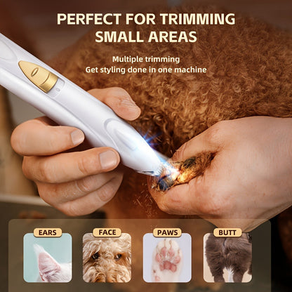 LED Paw Trimmer, Slim USB-Rechargeable Electric Clipper with 1mm Cutter Head for Dogs and Cats
