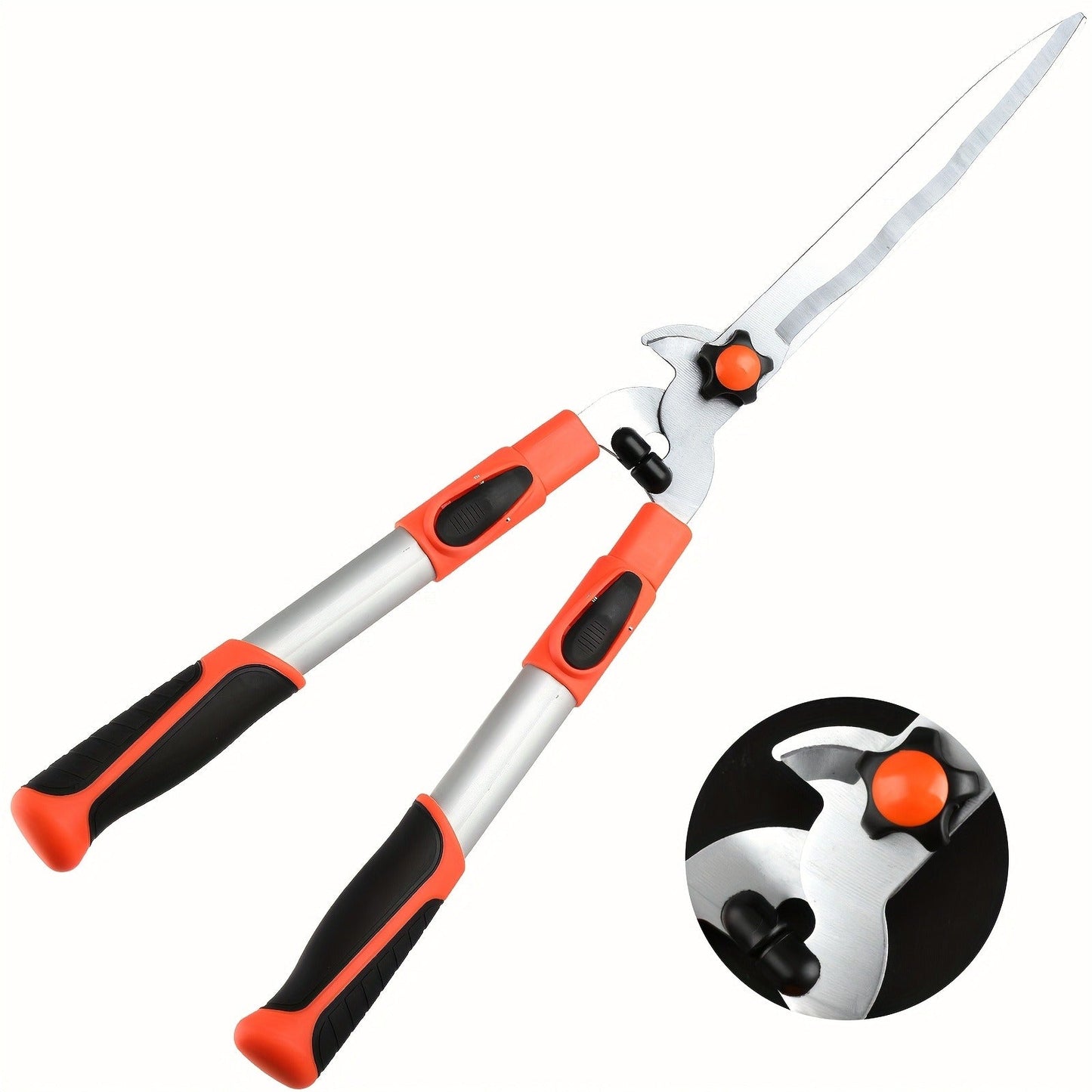 Extendable Manual Pruning Shears with Three Exact Orange and Green Blade-Length Checkout Options