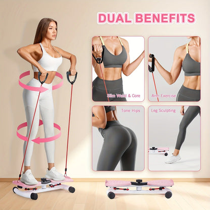 Fitness Equipment Waist Twist Stepper with Resistance Tubes, 360-Degree Pedal Motion and Three Options