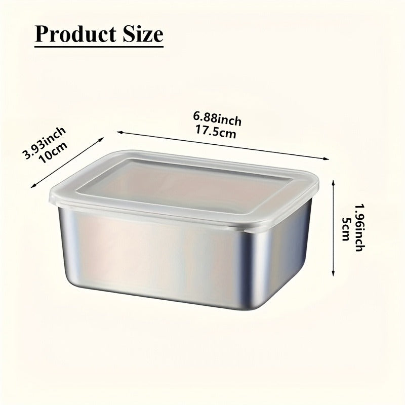 Food Storage Containers Six-Piece Stainless Steel Square Set with Secure Lids for Fridge and Dishwasher Use