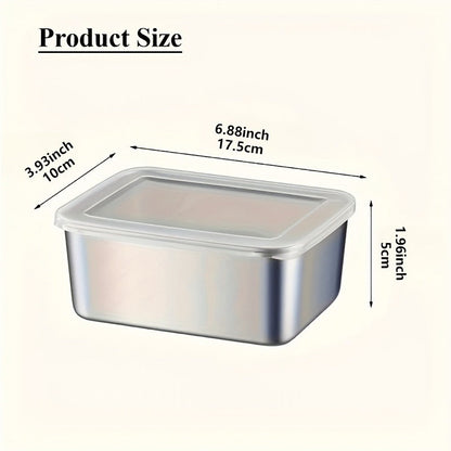 Food Storage Containers Six-Piece Stainless Steel Square Set with Secure Lids for Fridge and Dishwasher Use