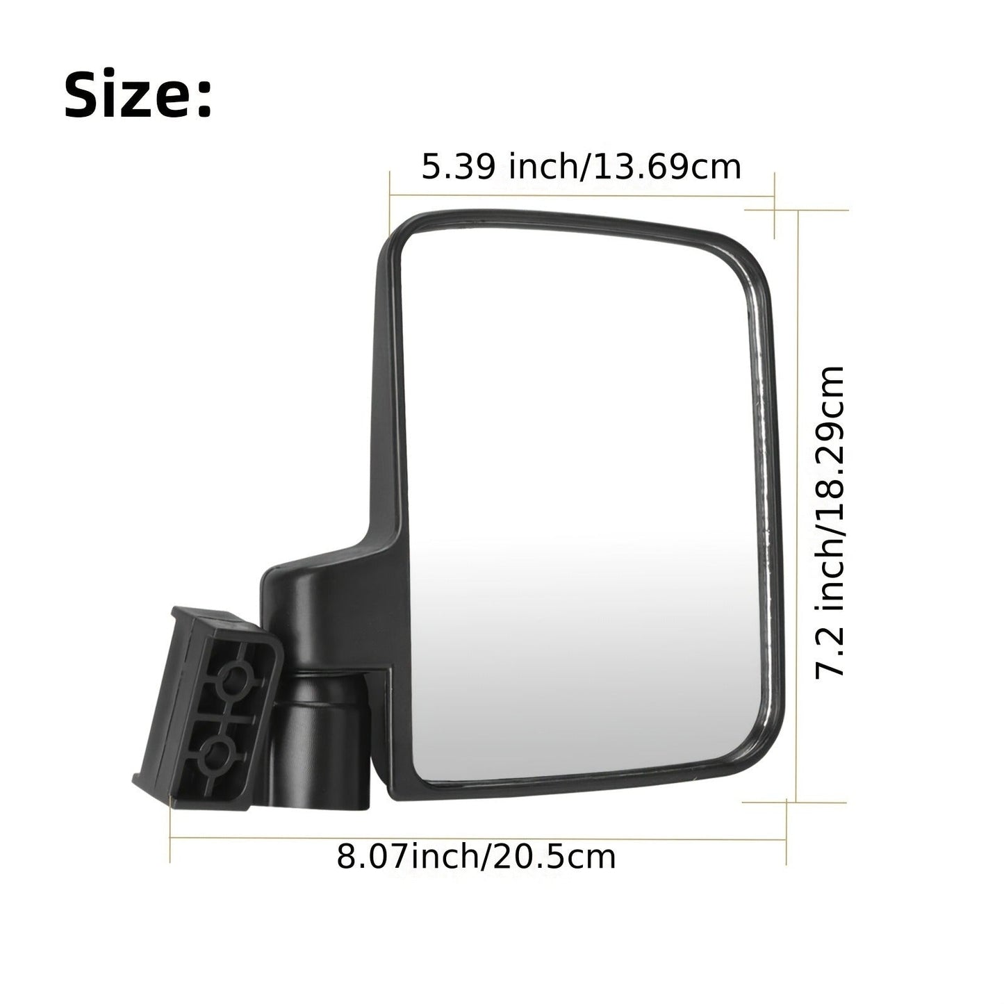 Golf Cart Mirror Set Convex Wide Angle Rotatable Side & Panoramic Rear View Mirrors – Fits Yamaha, EZGO, Club Car & Most Golf Carts, 0.75"-1.25" Square Frame, Real Glass, ABS Housing, Easy Install