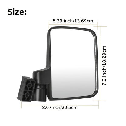 Golf Cart Mirror Set Convex Wide Angle Rotatable Side & Panoramic Rear View Mirrors – Fits Yamaha, EZGO, Club Car & Most Golf Carts, 0.75"-1.25" Square Frame, Real Glass, ABS Housing, Easy Install