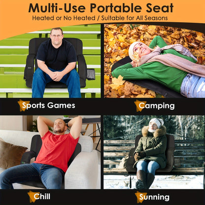 Heated Stadium Seat with Massage, 3-Level Heat & 6 Modes