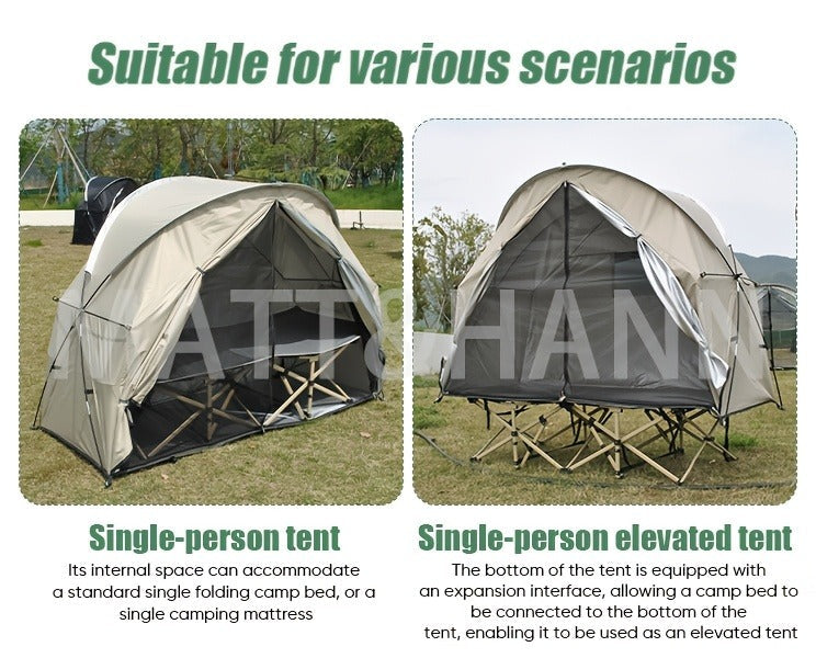 Camping Tent Single-Person Freestanding Bicycle Shelter with Mesh Panels, Polyester Body and Steel Poles