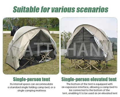 Camping Tent Single-Person Freestanding Bicycle Shelter with Mesh Panels, Polyester Body and Steel Poles