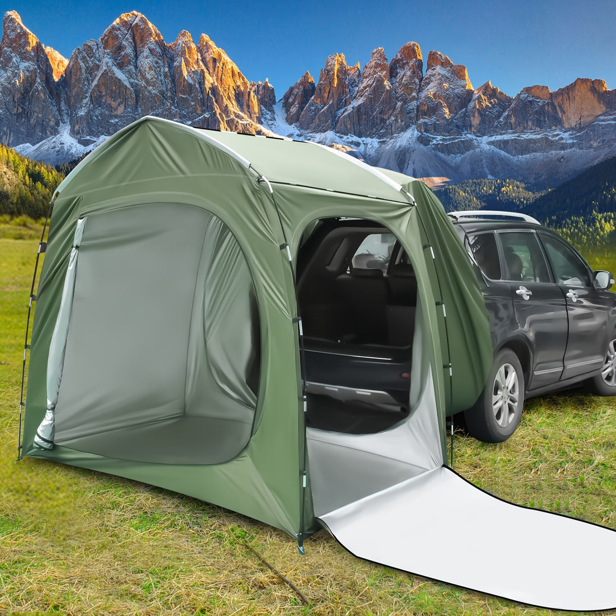 Camping Tent SUV Tailgate Format with Source-Listed 5-Person Capacity, Porch Awning and Four Colors