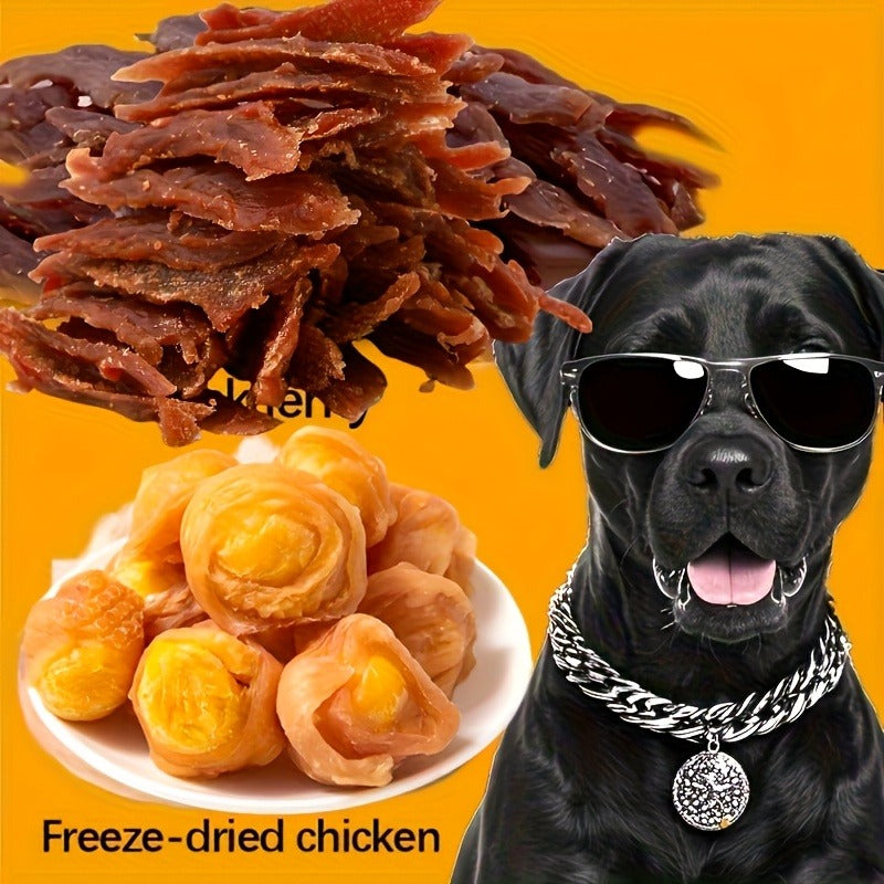 Dog Treats Duck Jerky, Chicken Pieces and Beef Sausage Assortment with Four Retained Flavor Options