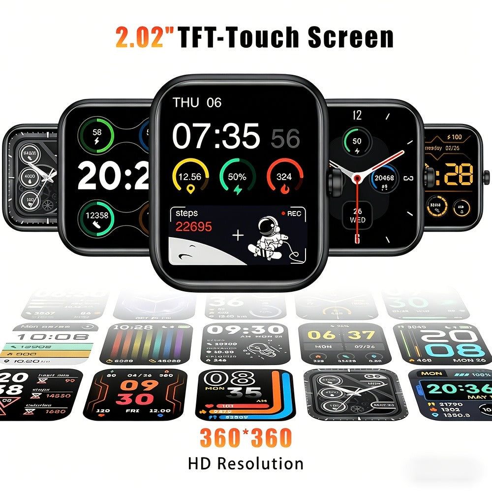 Smart Watch 2.02-Inch Rugged Display with Calling, LED Flashlight, 400mAh Battery and Black Band