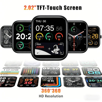 Smart Watch 2.02-Inch Rugged Display with Calling, LED Flashlight, 400mAh Battery and Black Band
